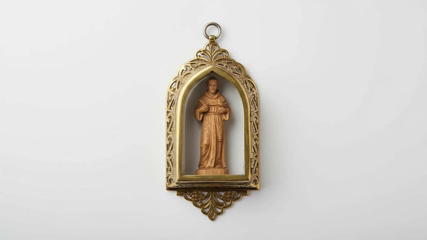 Relicário de Parede com Miniatura de Santo