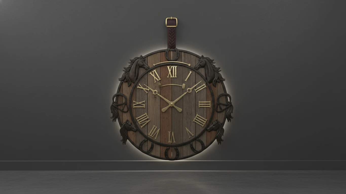 Relógio de Parede Estilo Rústico Equestre