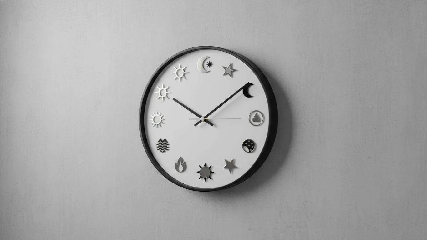 Relógio de Parede Minimalista com Simbolismo