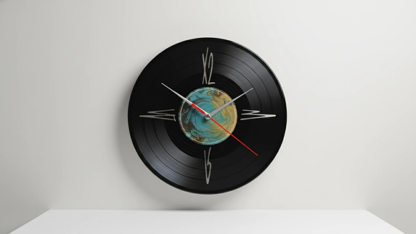 Relógio de Parede de Disco de Vinil