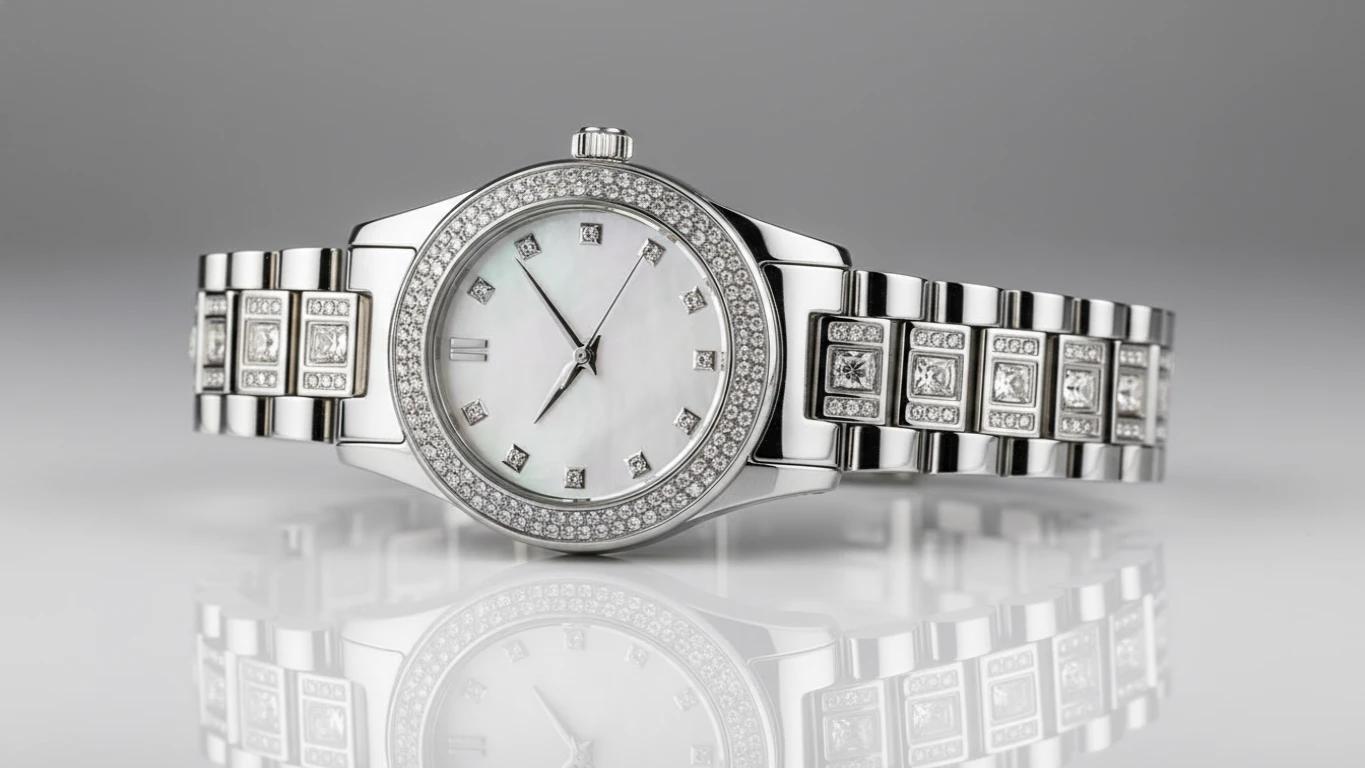 Relógio de Pulso com Detalhes em Cristal