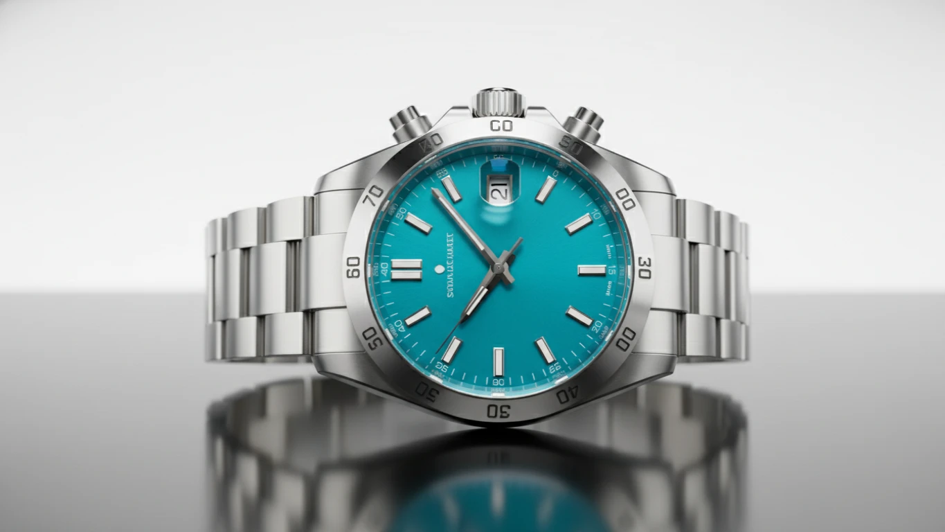 Relógio de Pulso com Mostrador Azul Turquesa