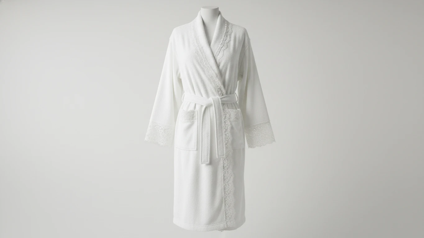 Roupão de Banho com Detalhes em Renda