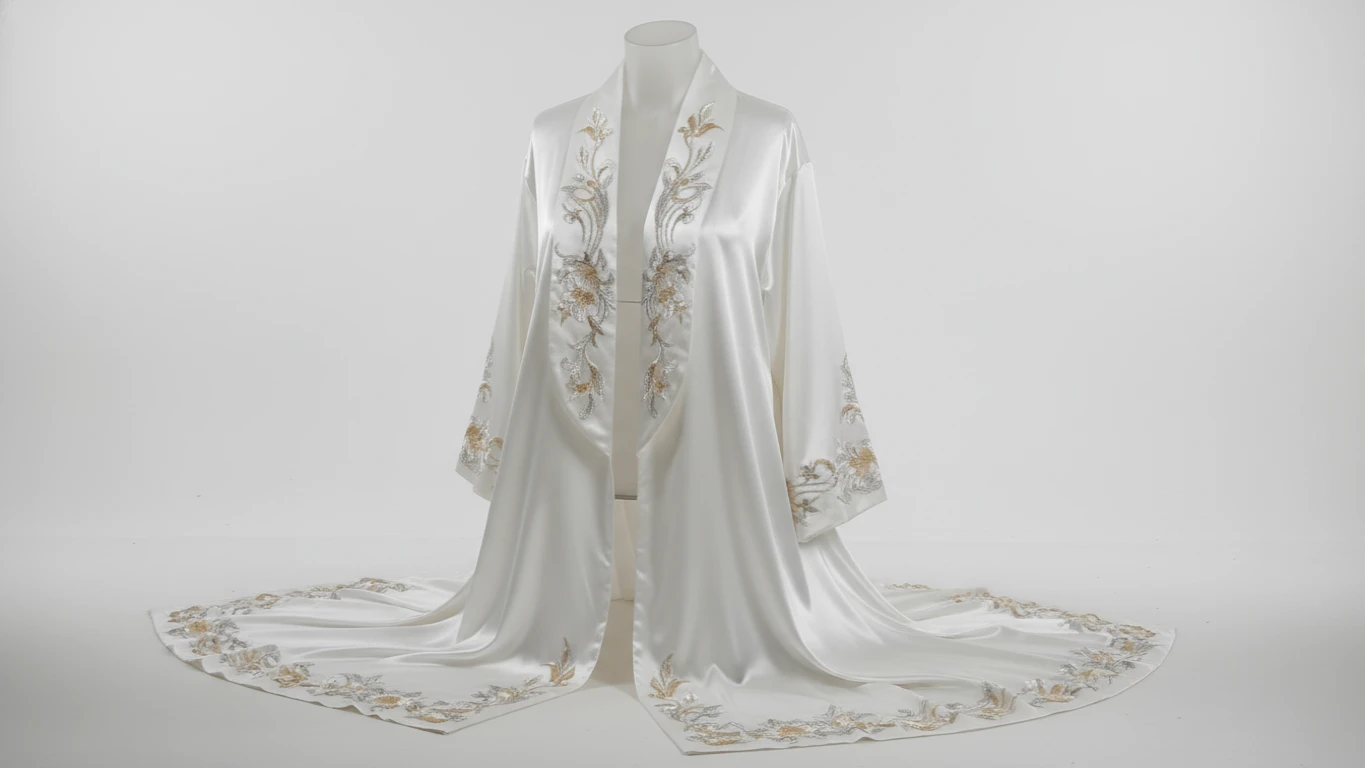 Roupão de Cetim Bordado