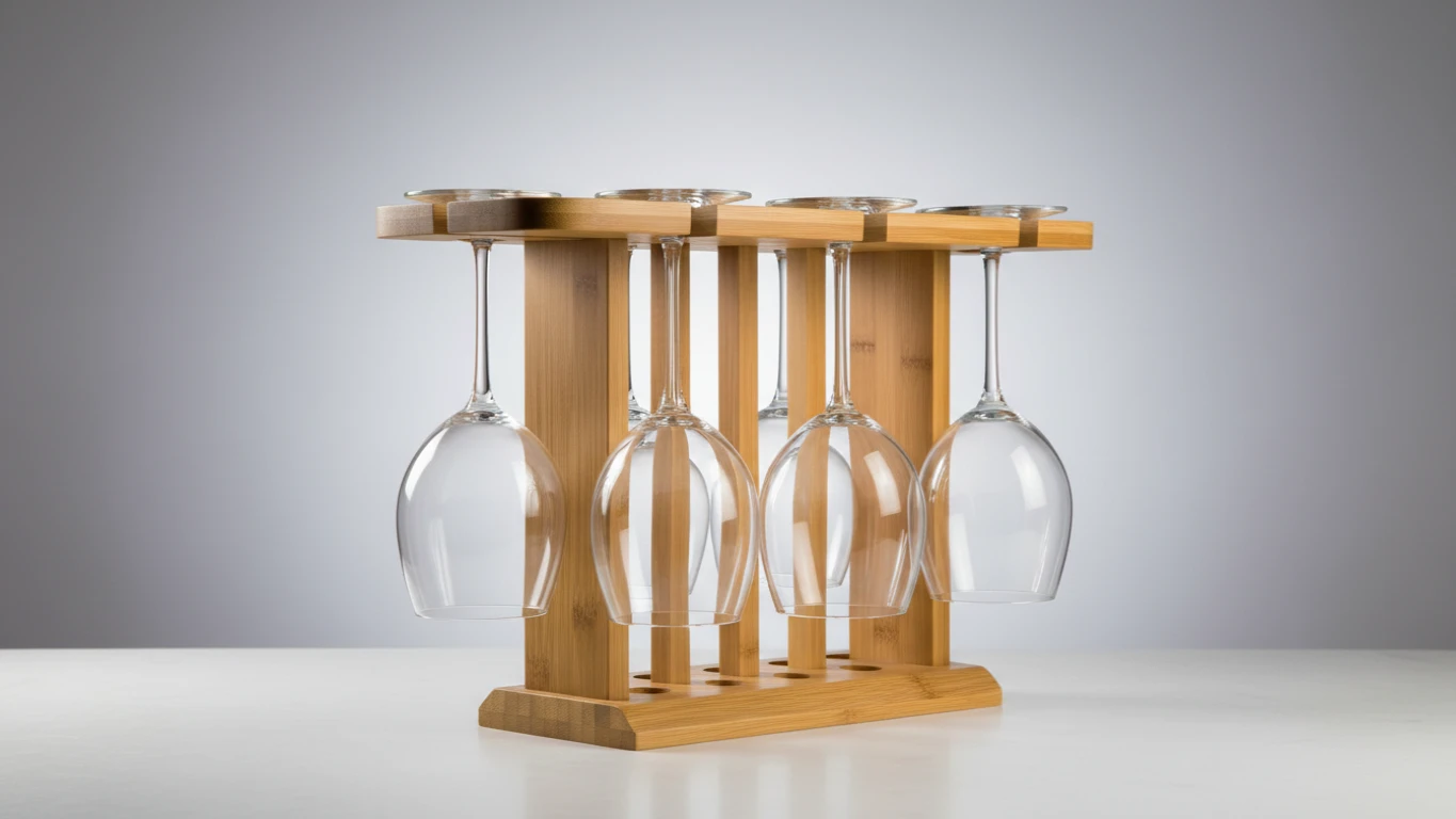 Suporte Retrátil de Bambu para Taças