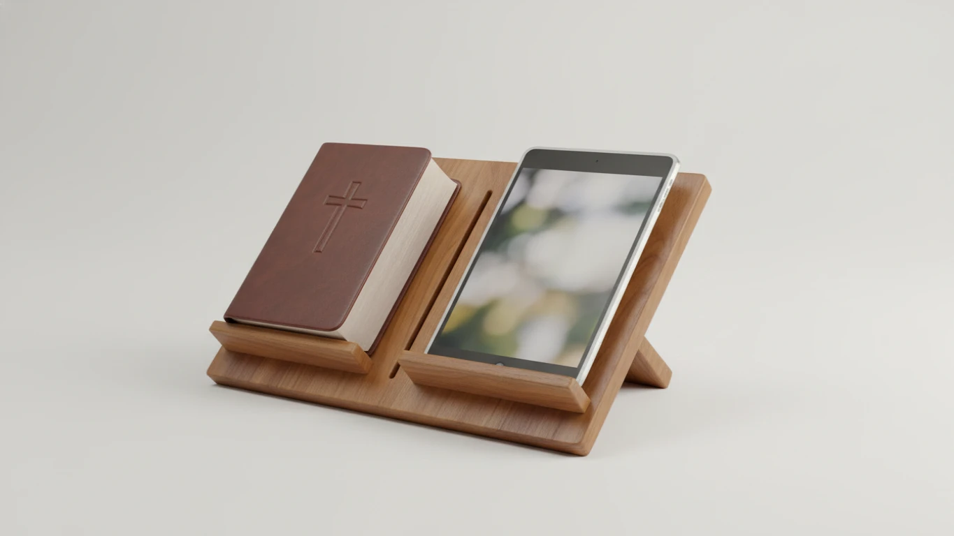 Suporte de Madeira para Bíblia e Tablet