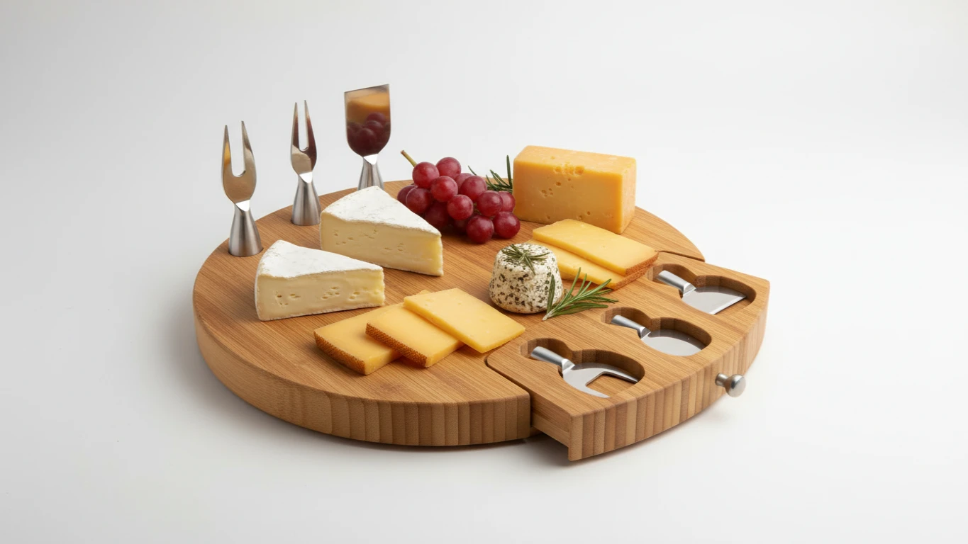 Tábua de Queijos em Bambu com Utensílios