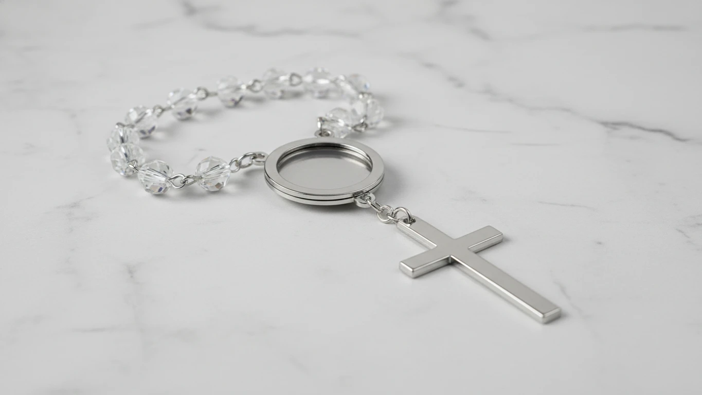 Terço de Cristal com Relicário Personalizável