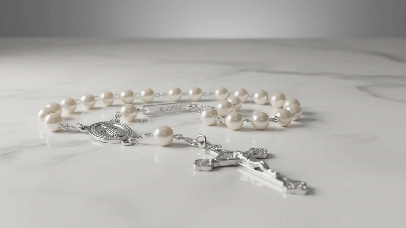 Terço de Pérolas com Nome Personalizado