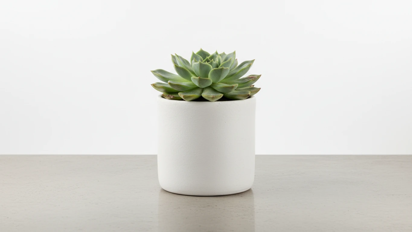 Vaso de Cerâmica Minimalista com Suculenta