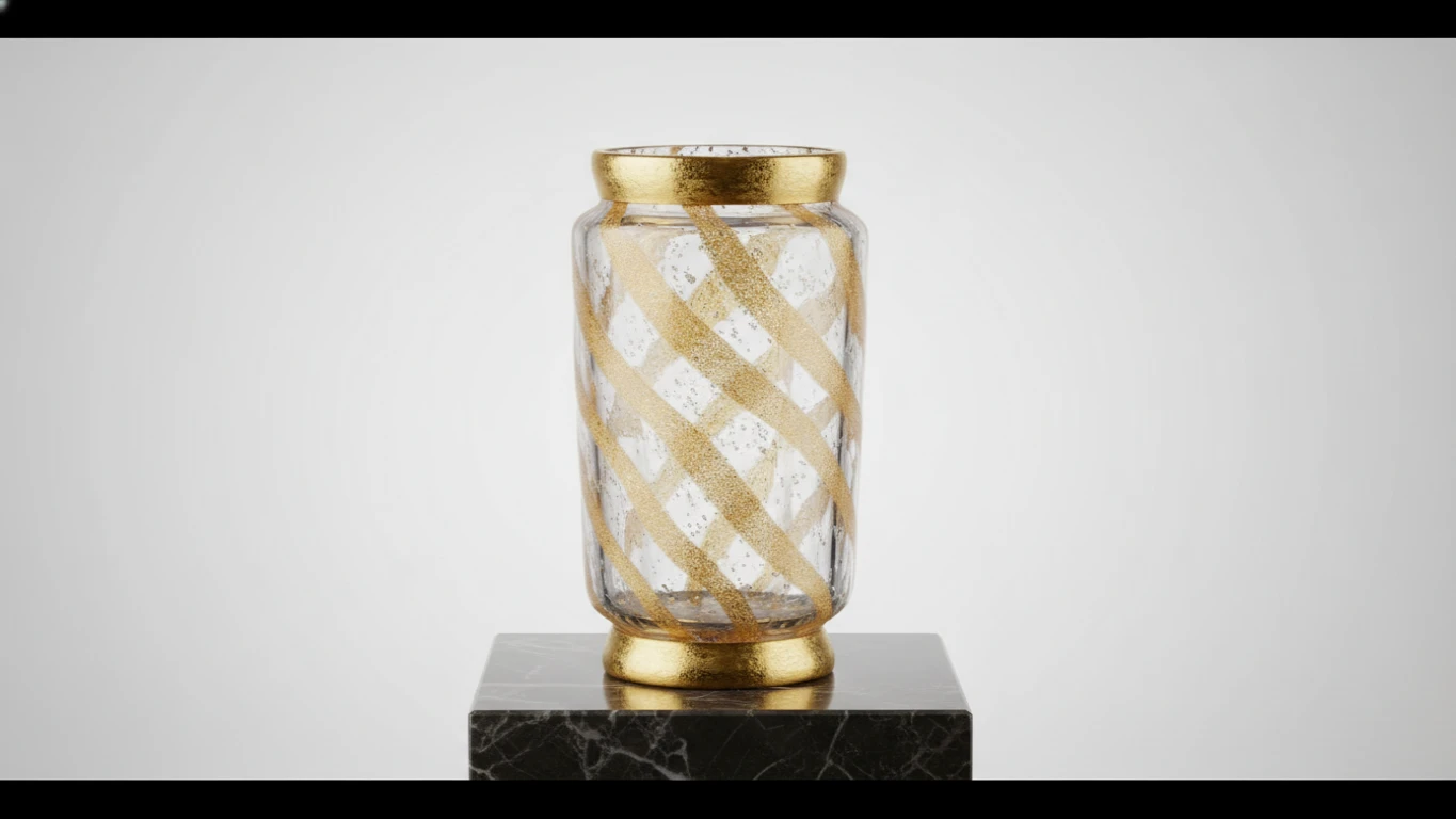 Vaso de Cristal de Murano com Ouro