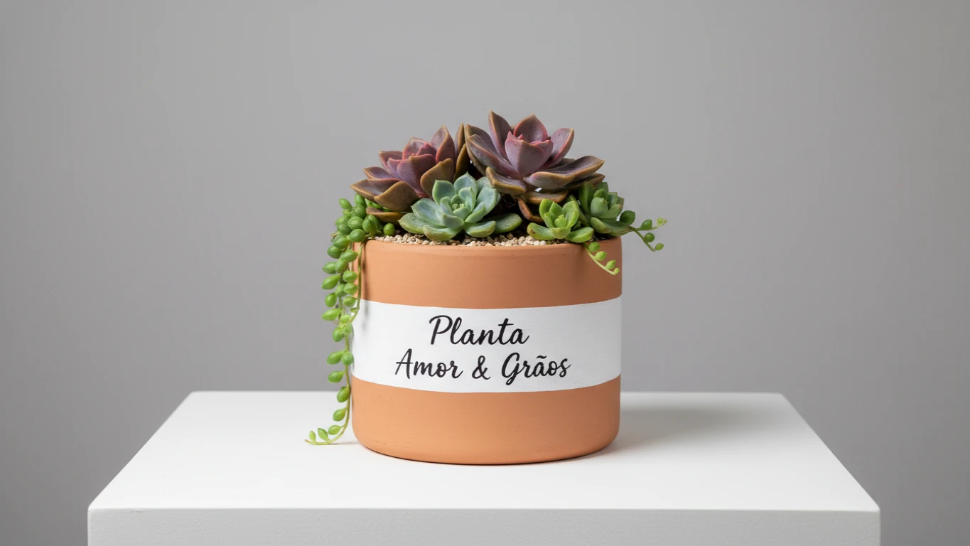 Vaso de Suculenta Decorado com Frase