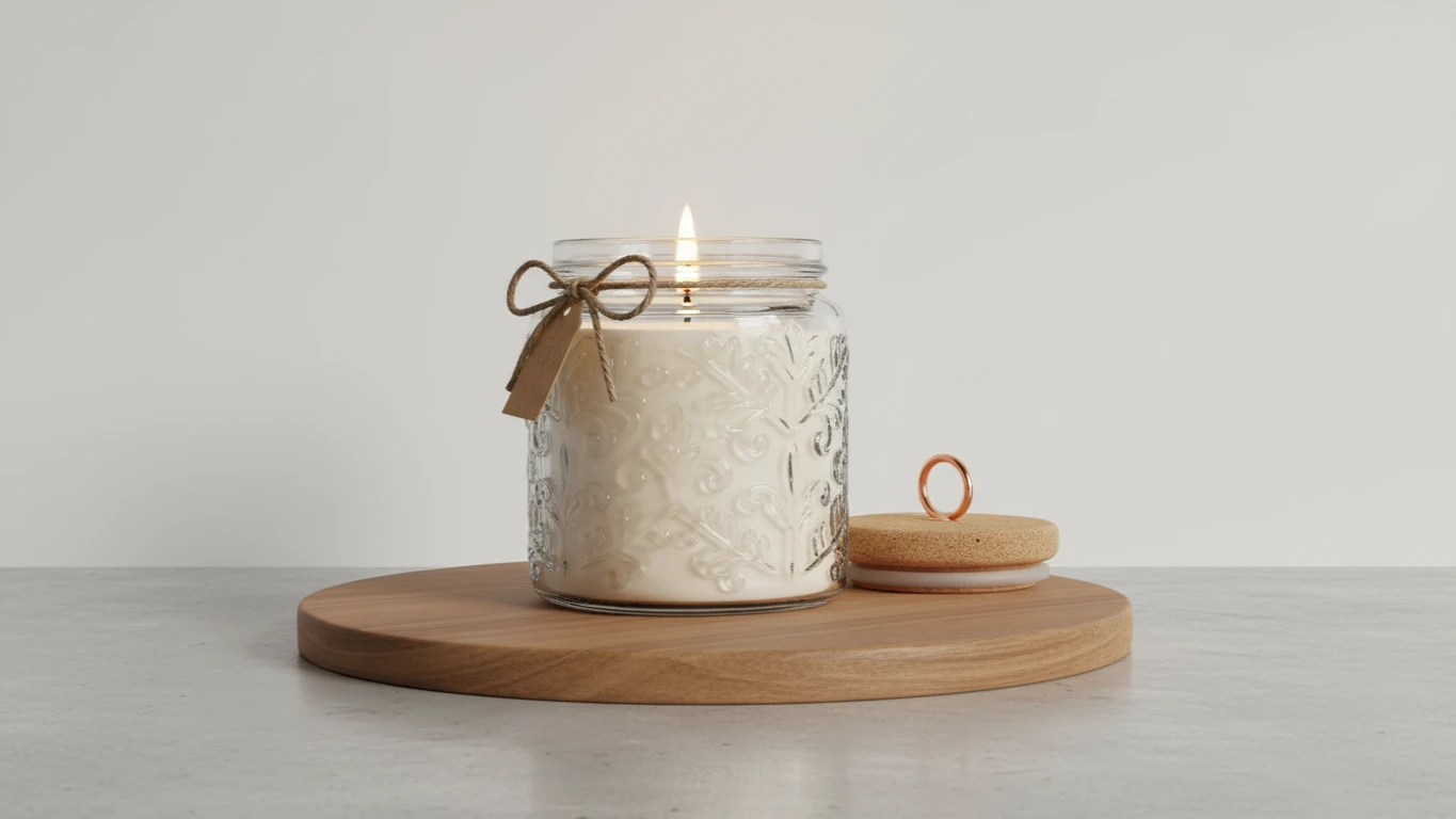 Vela Aromática Artesanal em Pote de Vidro Decorado