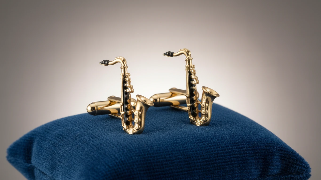 Abotoaduras em Formato de Saxofone