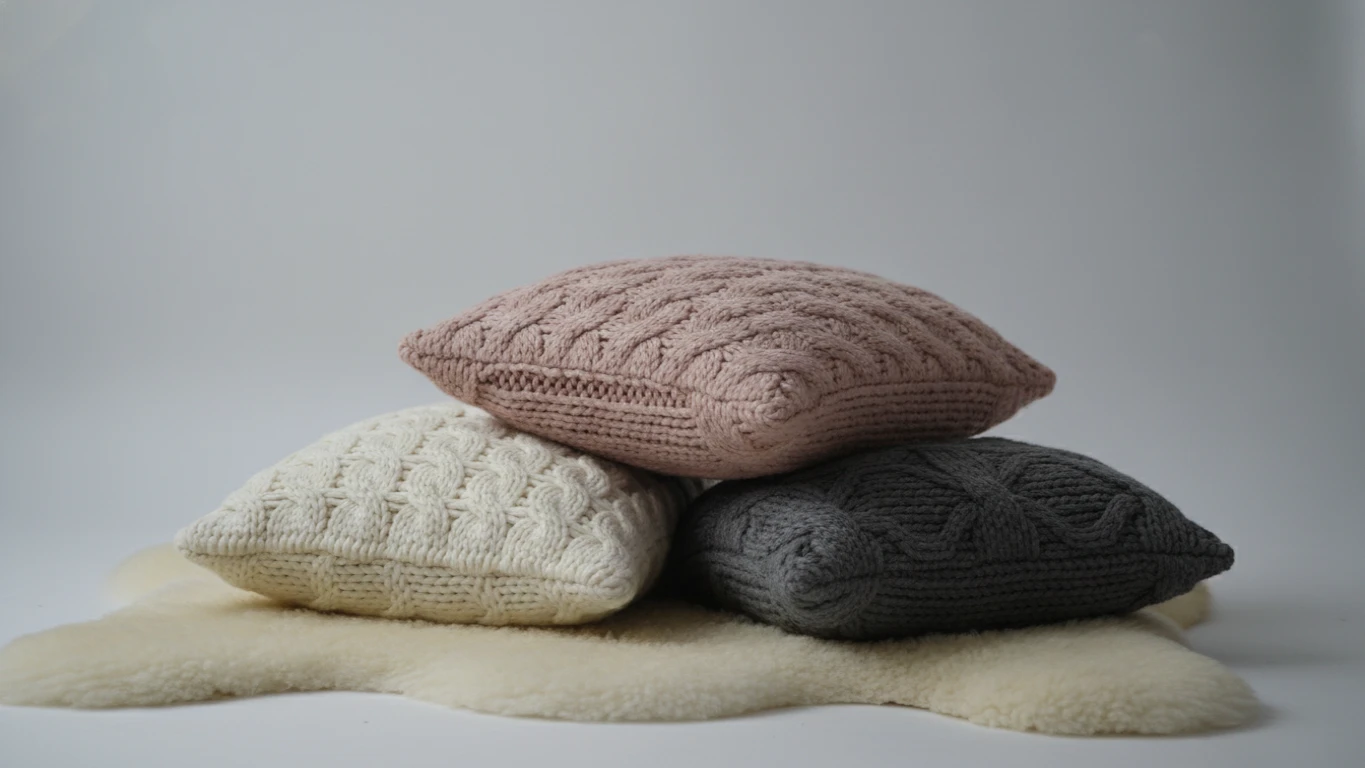 Almofadas Decorativas de Lã Tricotada