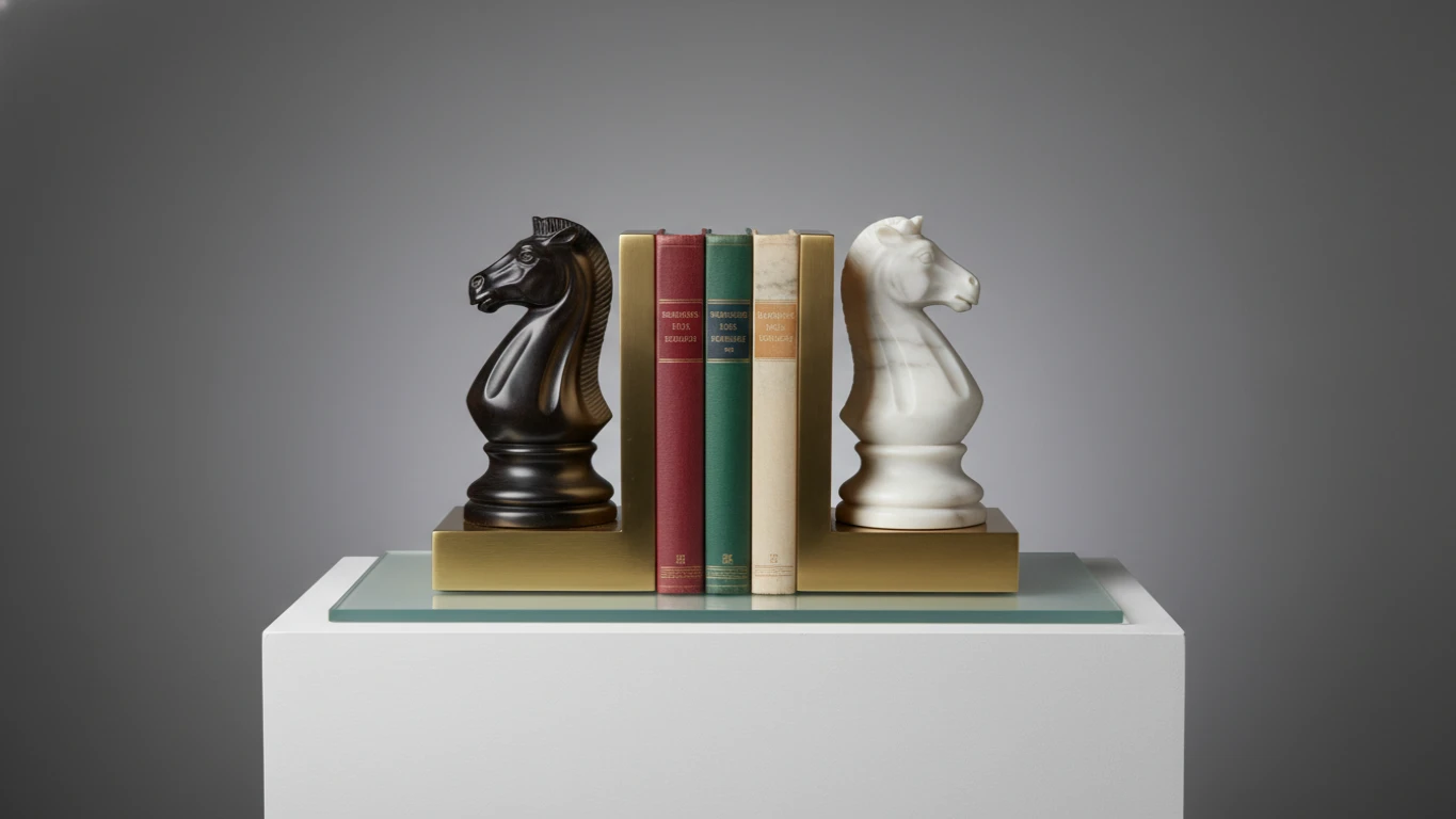 Aparador de Livros Esculturas de Xadrez