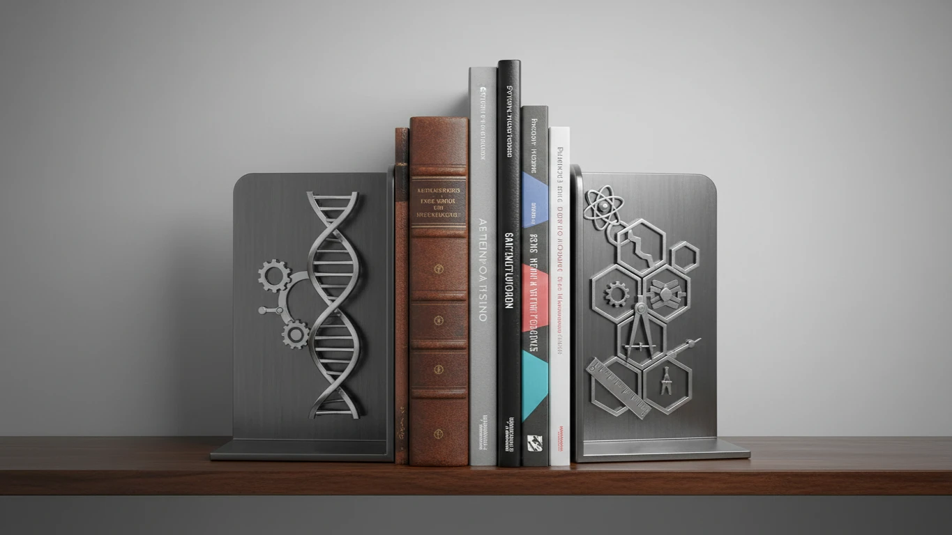 Aparador de Livros de Metal com Design Científico