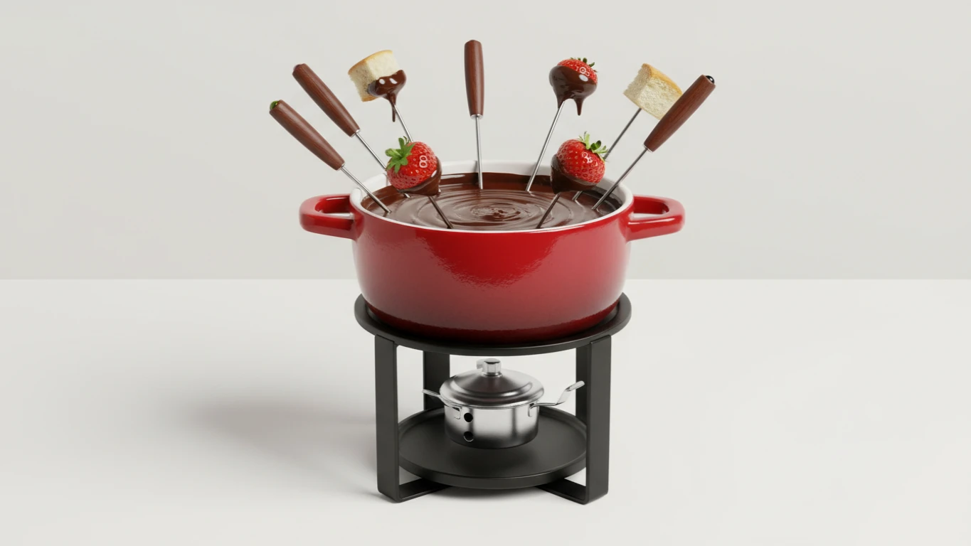 Aparelho de Fondue em Cerâmica Esmaltada