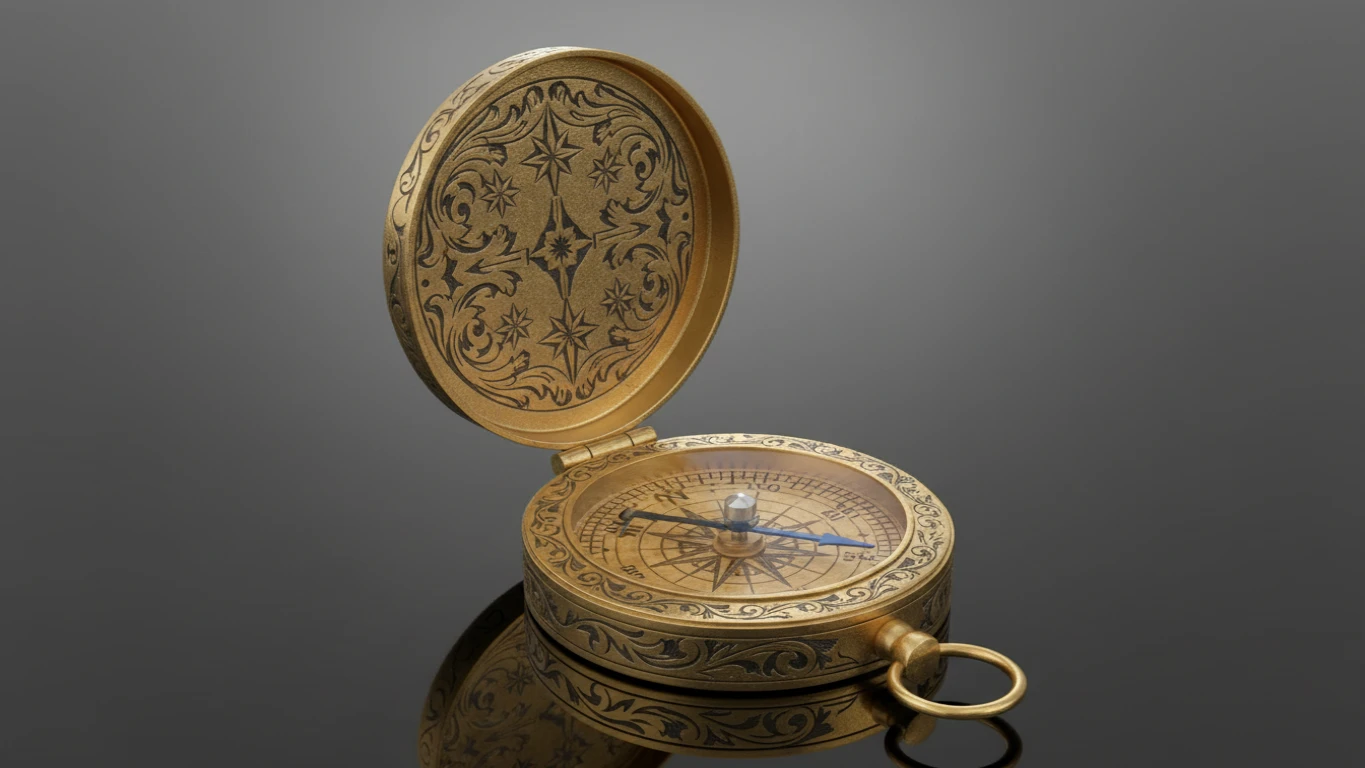 Bússola de Latão Estilo Vintage Gravada