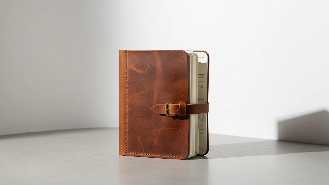 Caderno de Couro para Planejamento de Pautas
