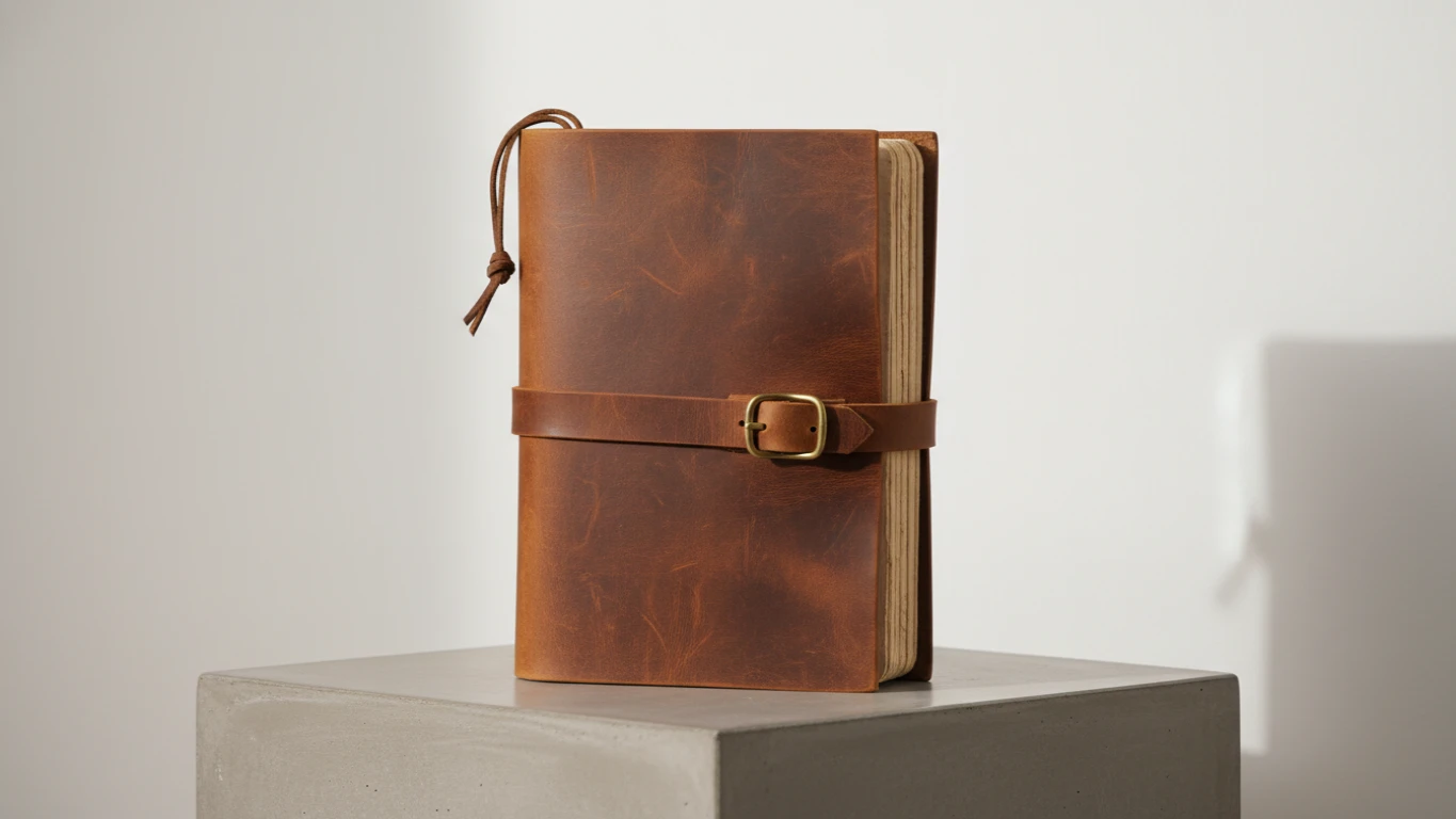 Caderno de Notas em Couro Estilo Journal