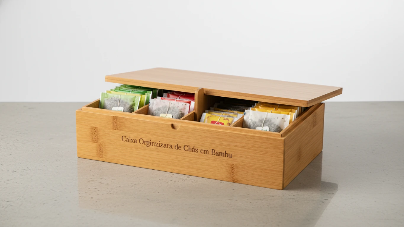 Caixa Organizadora de Chás em Bambu