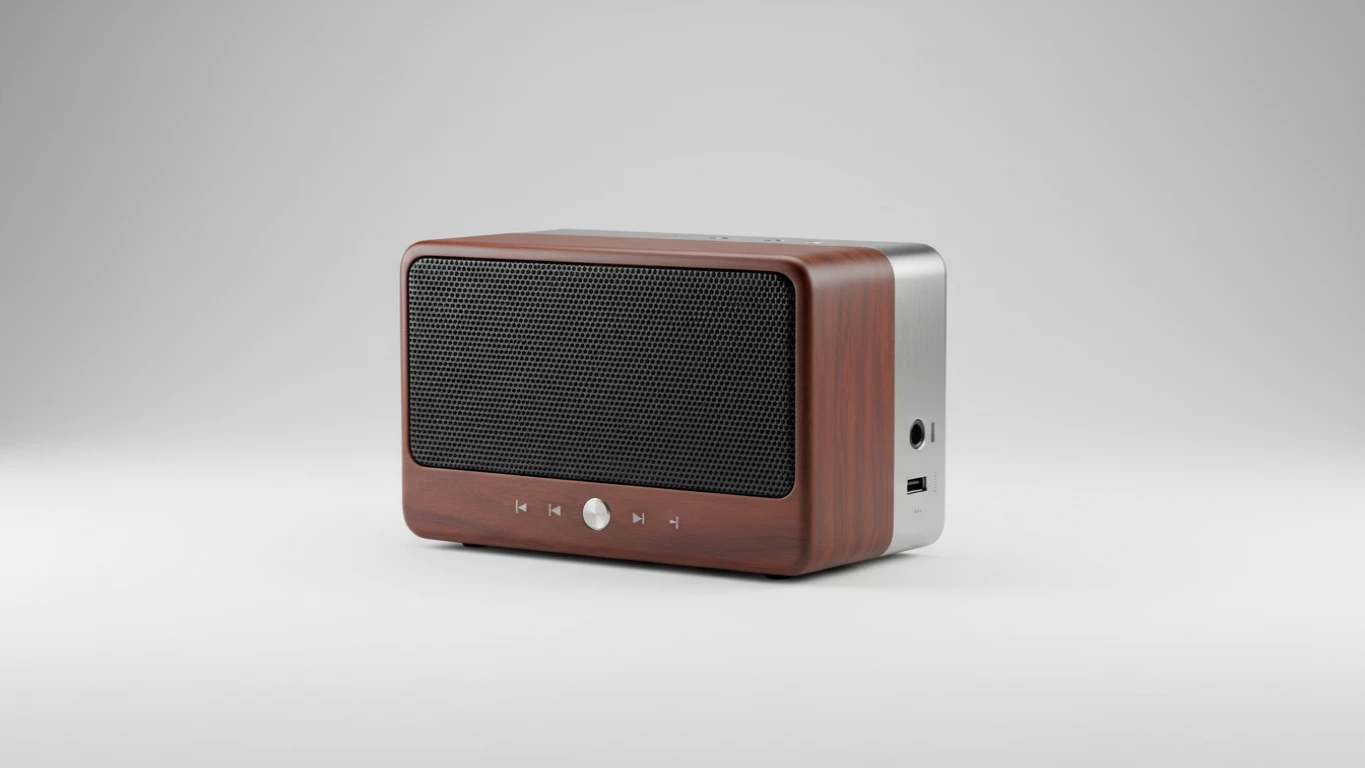 Caixa de Som Bluetooth com Acabamento Amadeirado
