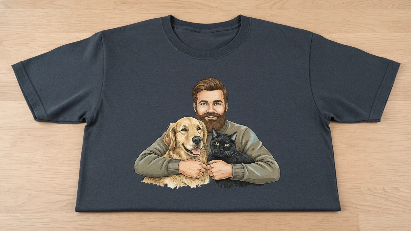 Camiseta Estampada Pai de Pet com Ilustração