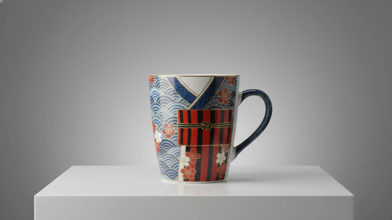 Caneca Cerâmica com Design de Kimono