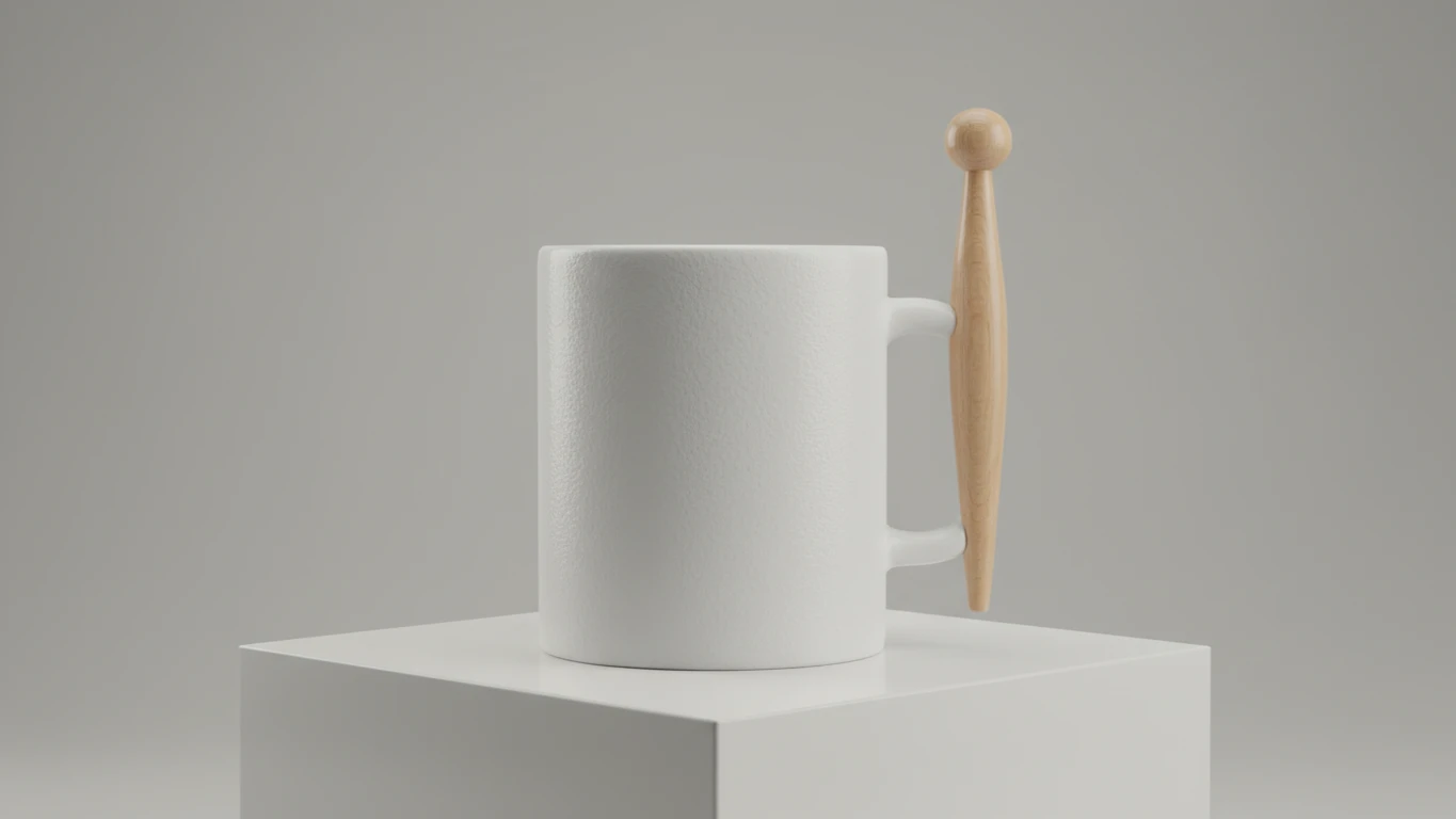 Caneca de Cerâmica com Alça de Baqueta