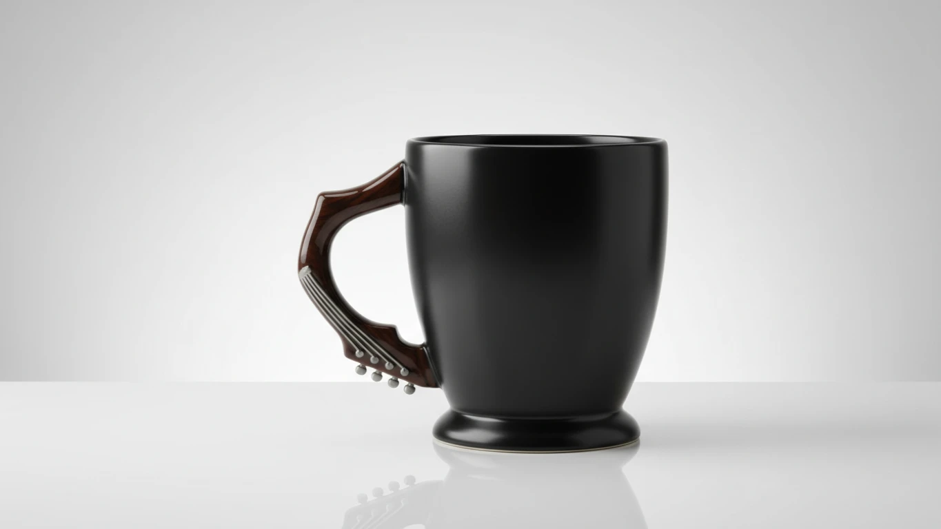 Caneca de Cerâmica com Alça de Guitarra
