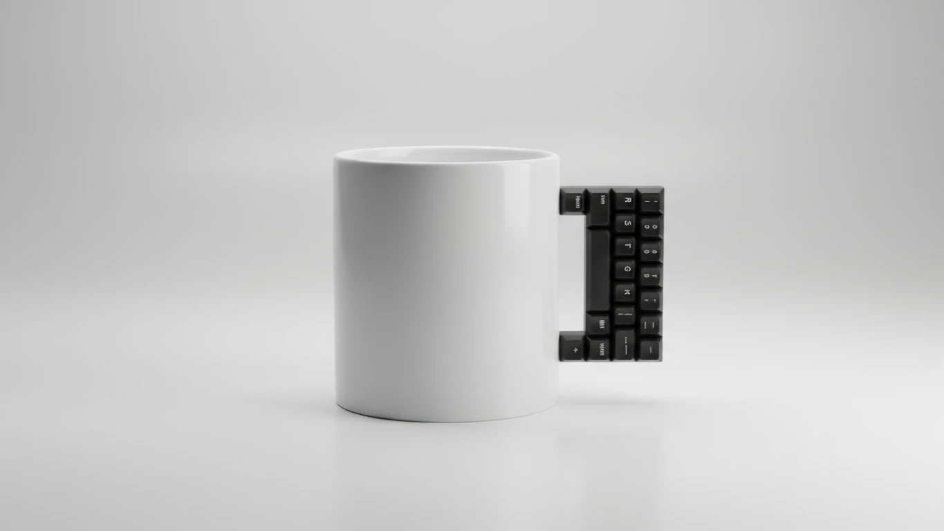 Caneca de Cerâmica com Alça de Teclado