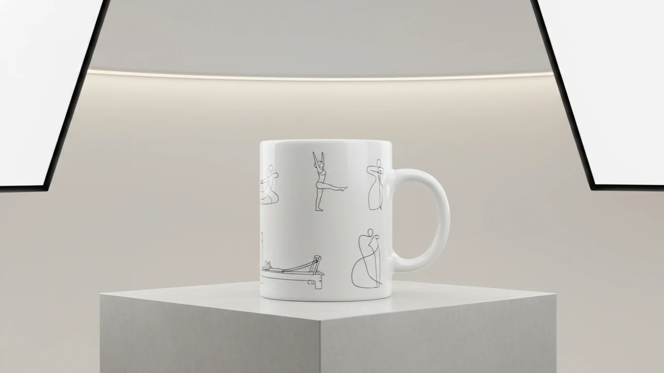 Caneca de Cerâmica com Arte de Pilates