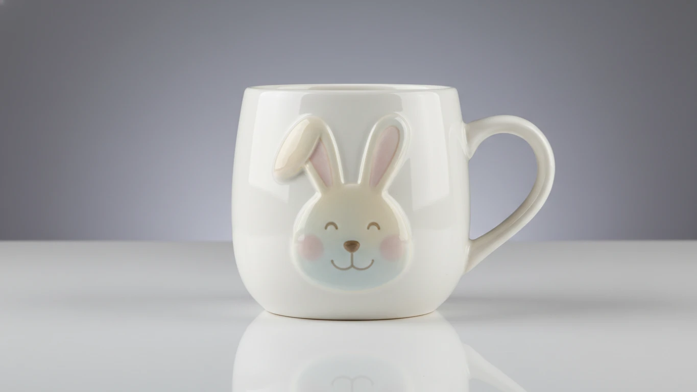 Caneca de Cerâmica com Design de Coelhinho