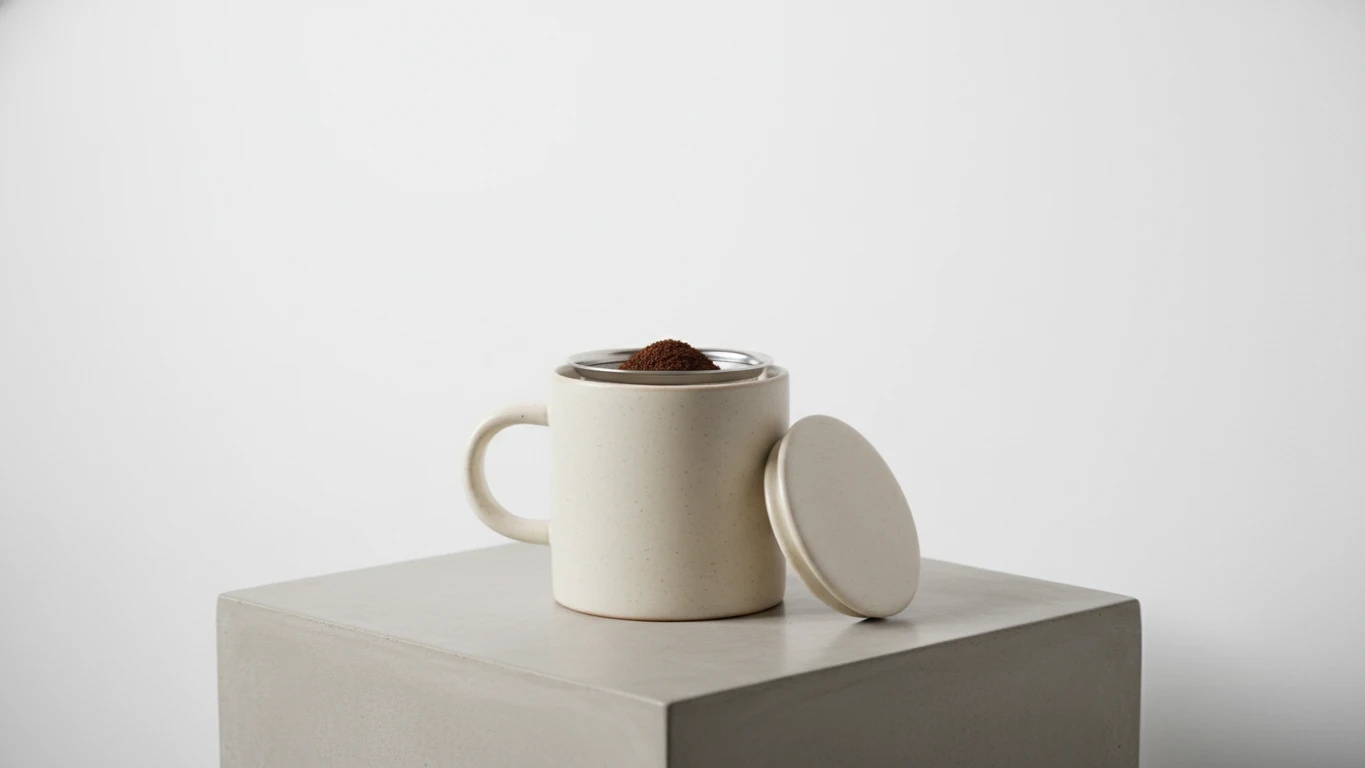 Caneca de Cerâmica com Filtro e Tampa