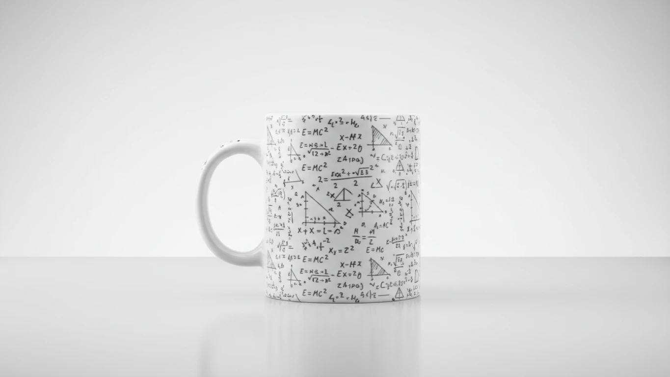 Caneca de Cerâmica com Fórmulas e Teoremas