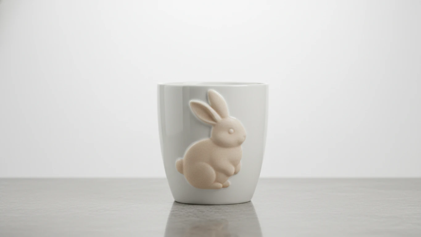 Caneca de Porcelana com Design 3D de Coelho