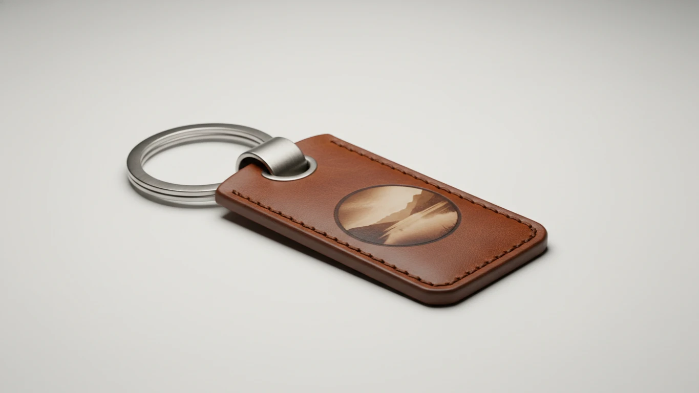 Chaveiro de Couro com Foto Gravada