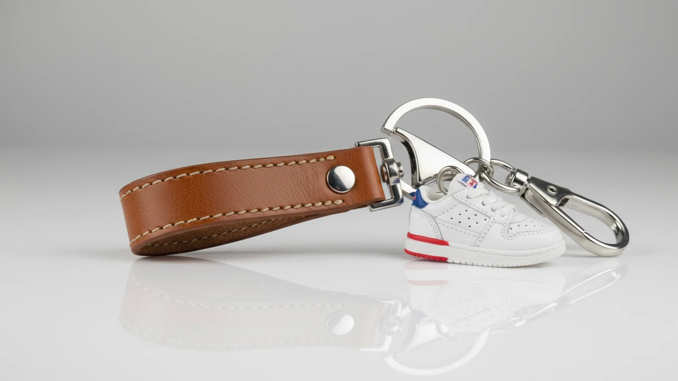 Chaveiro de Couro com Miniatura de Tênis