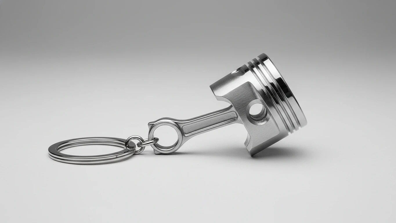 Chaveiro em Metal com Formato de Pistão