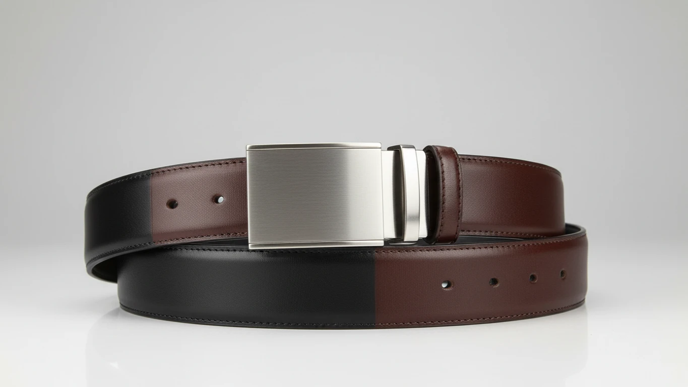 Cinto Social em Couro com Fivela Reversível