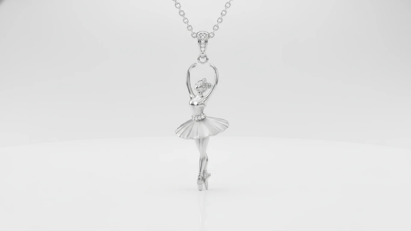 Colar com Pingente de Bailarina em Prata