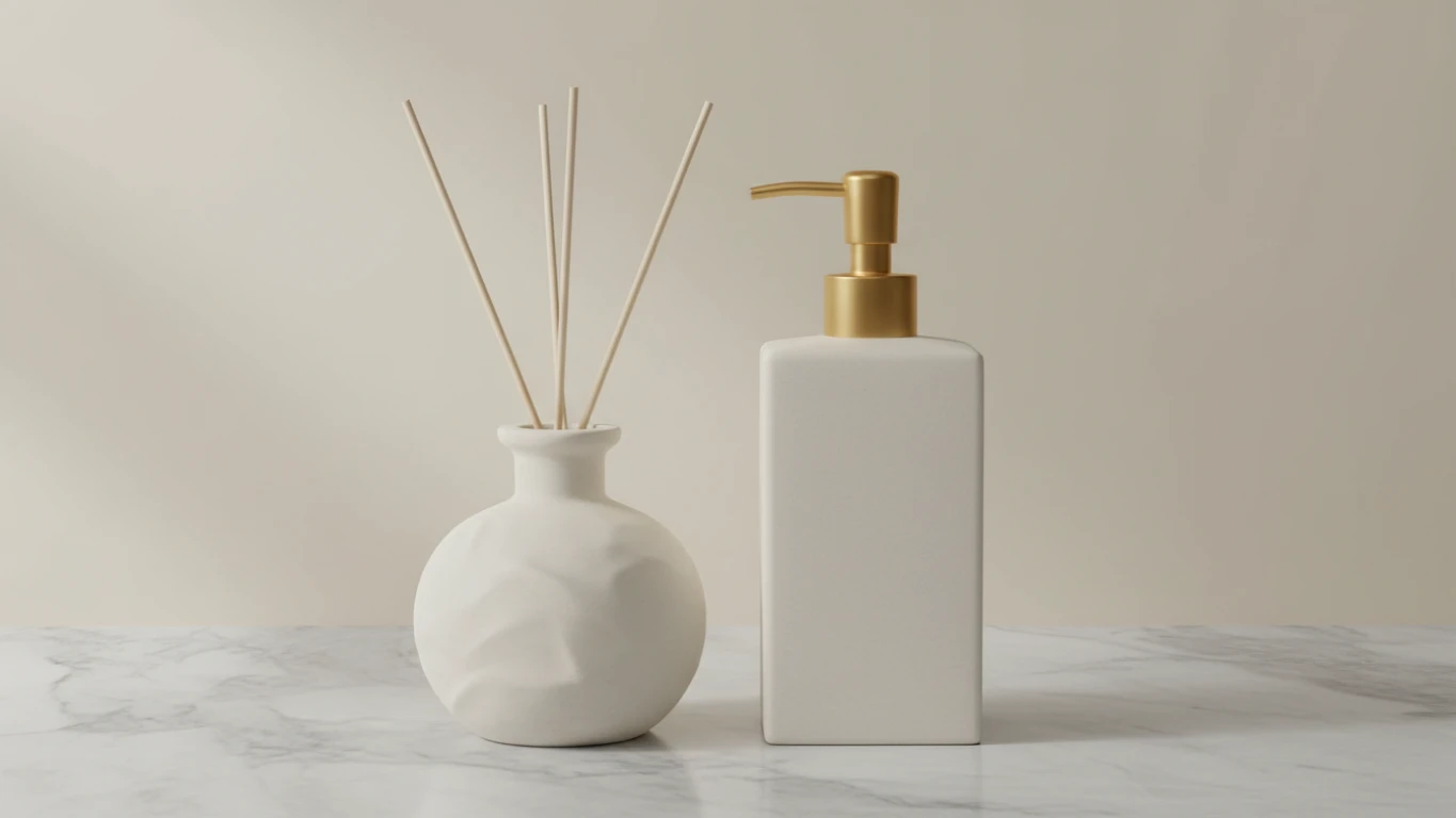 Conjunto Difusor e Sabonete Líquido em Frascos de Cerâmica