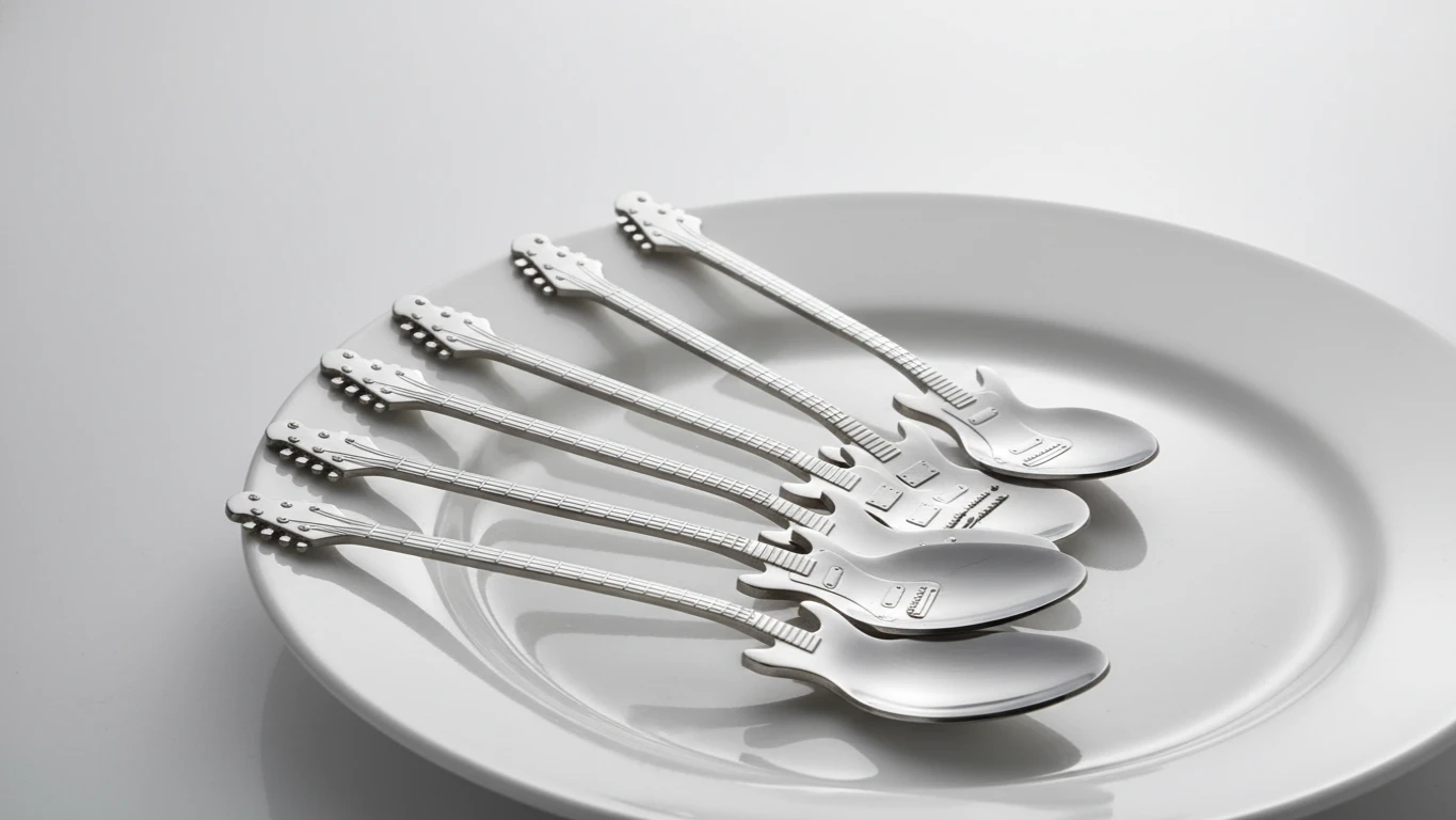 Conjunto de Colheres de Chá em Formato de Guitarra