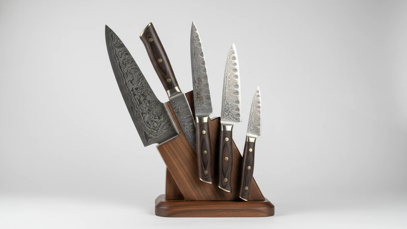 Conjunto de Facas Profissionais de Aço Damasco