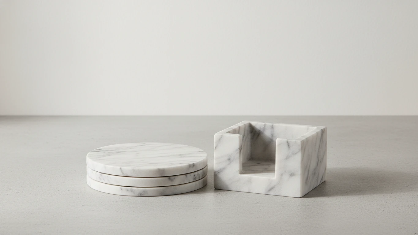 Conjunto de Porta-Copos em Mármore Natural