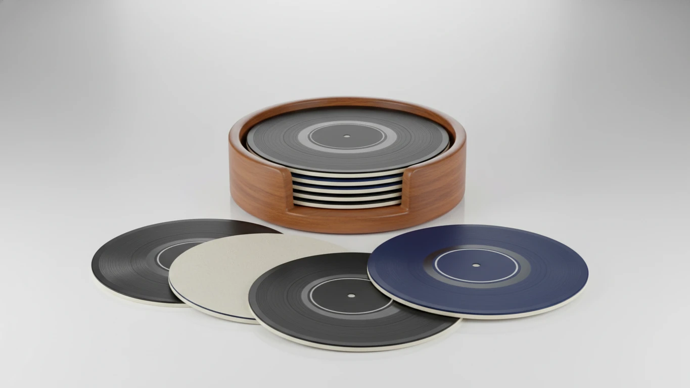 Conjunto de Porta-Copos em Vinil Retrô