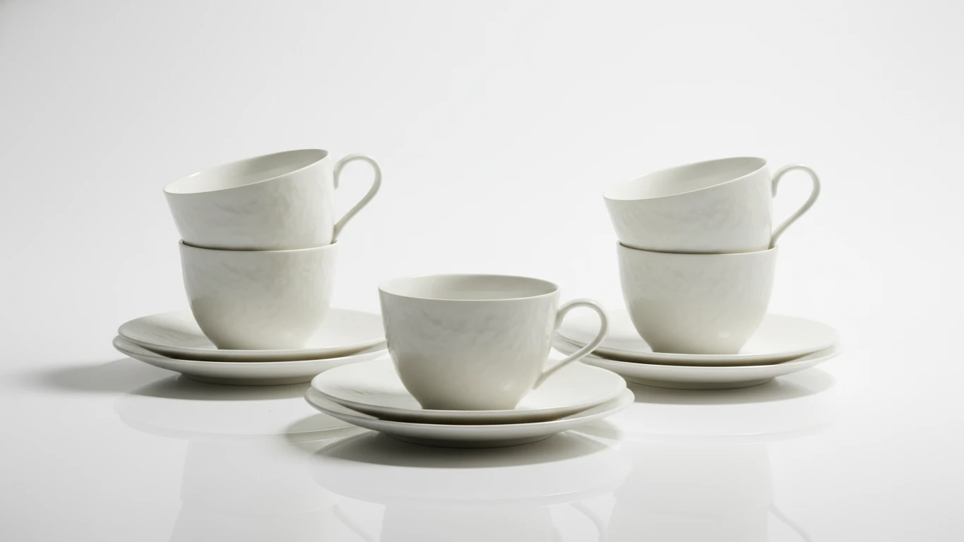 Conjunto de Xícaras de Porcelana de Ossos