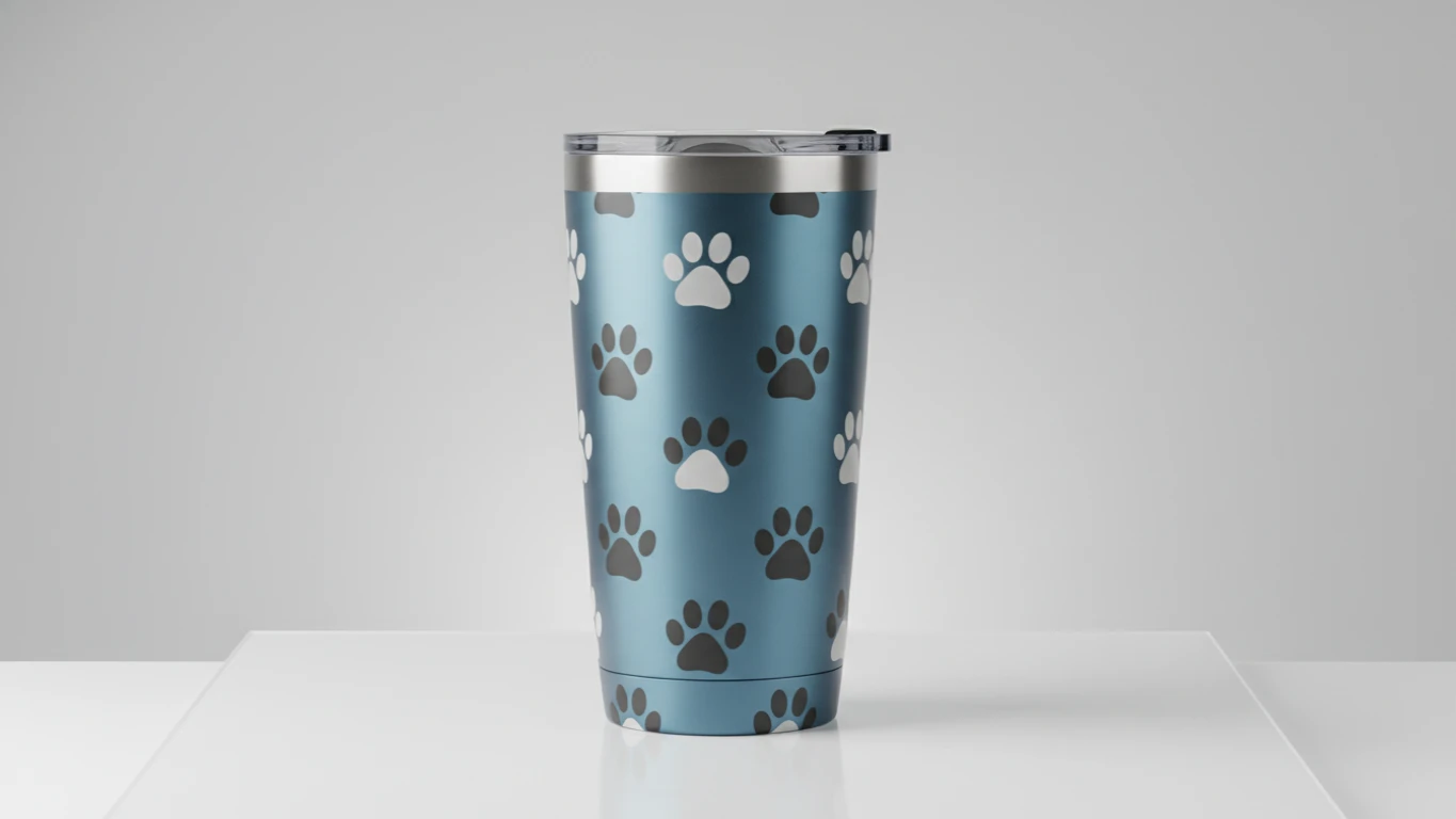 Copo Térmico com Estampa de Patinhas