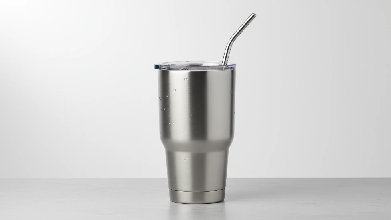 Copo Térmico com Tampa e Canudo Inox